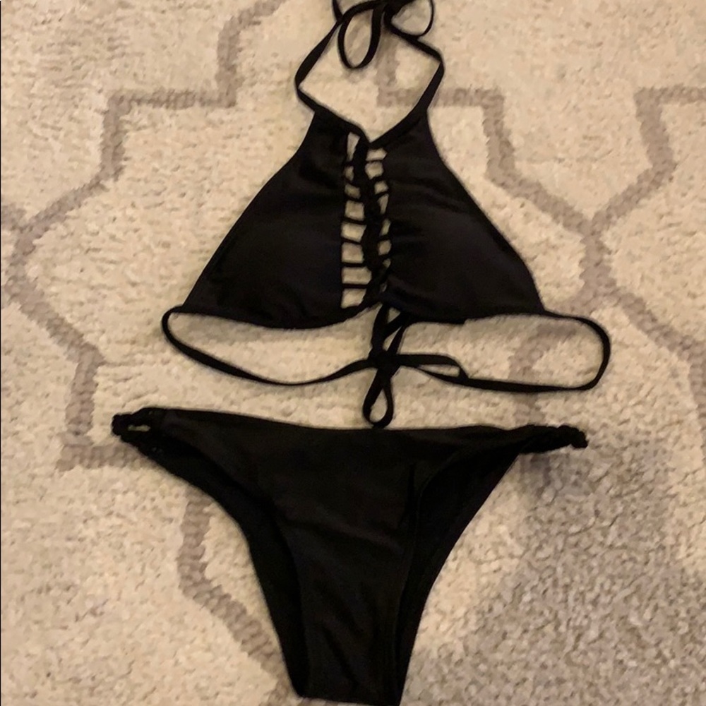 Black halter bikini